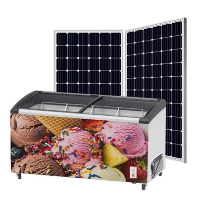 Bieb tal-Ħġieġ Mgħawġa Friżer Solari SD/SC-408Y 85mm Fowm ta' Insulazzjoni DC 12V/24V & AC/DC Enerġija Doppju, Kummerċjali Residenzjali Universali Tkessiħ ta 'effiċjenza għolja Refriġeratur tal-ġelat ta' kapaċità kbira